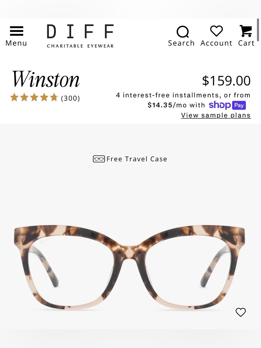 Diff Tortoiseshell Winston Blue Light Glasses